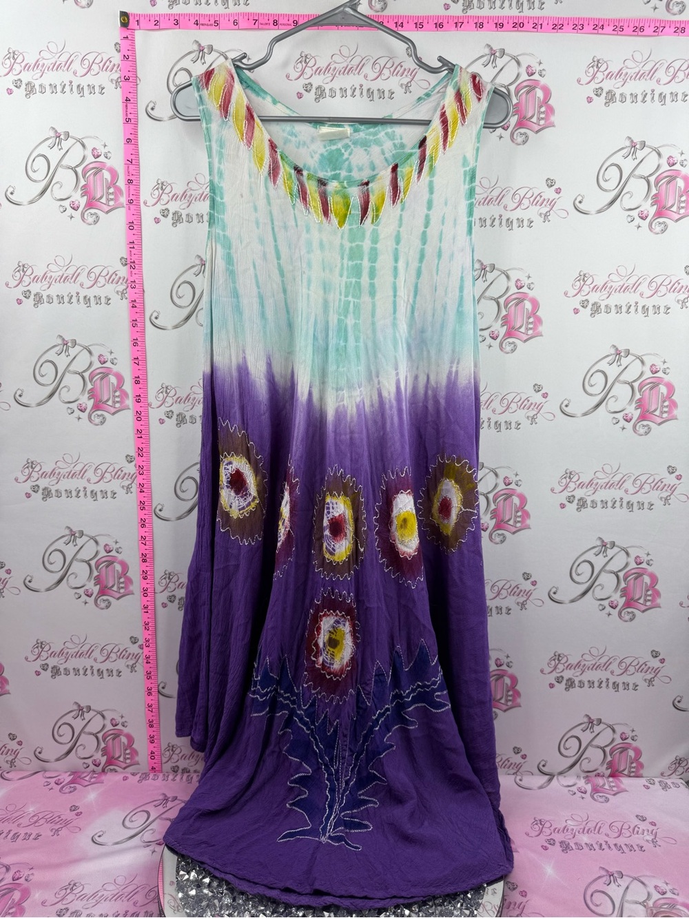 Dress tie dyed floral Bohemian Tie-Dye Maxi Skirt in Purple and Aqua